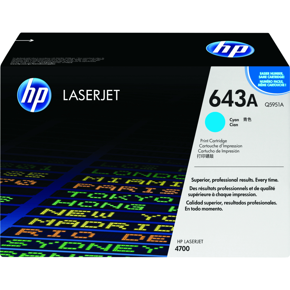 HP 643A Cyan Toner Cartridge, Q5951AC