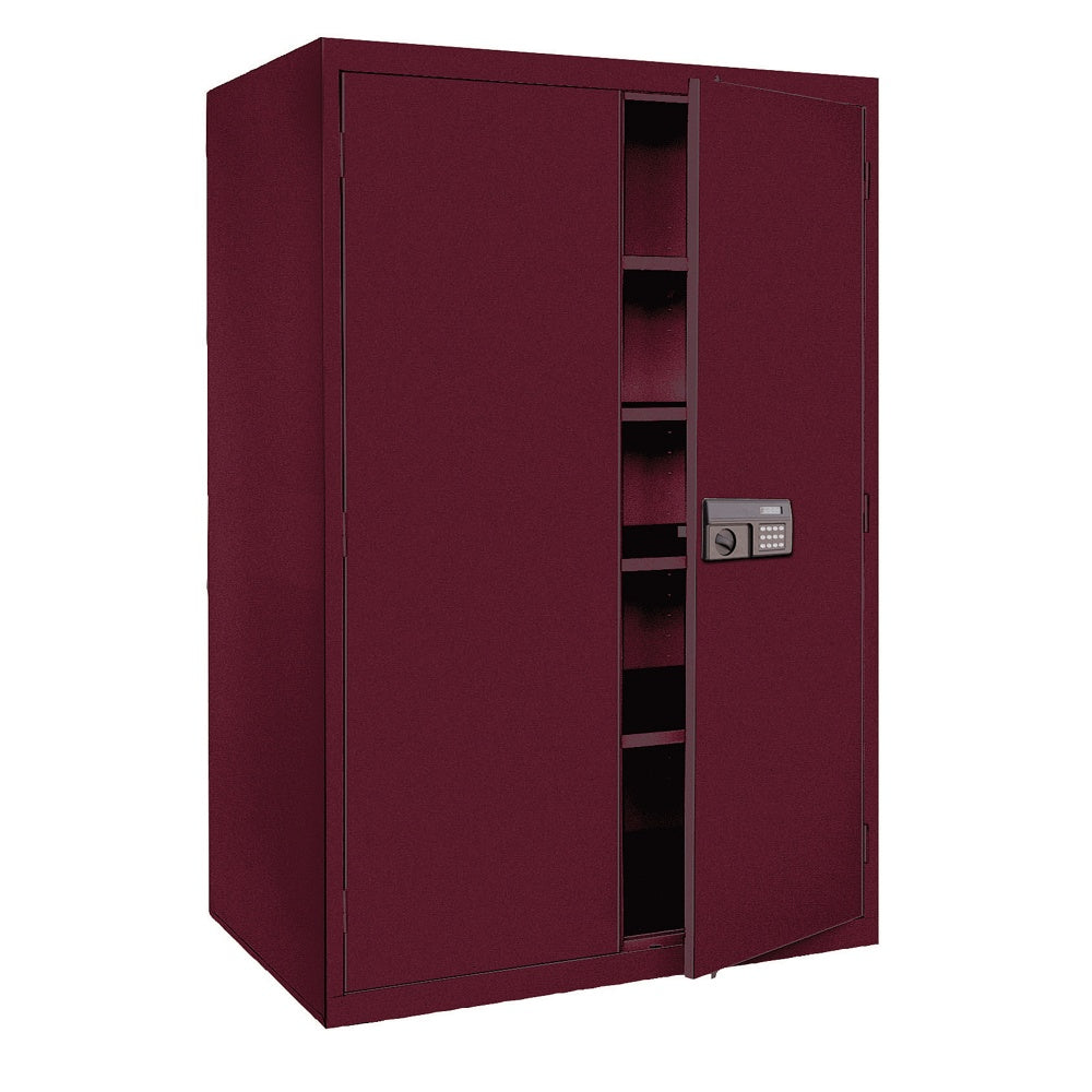 Sandusky Keyless Electronic Storage Cabinet, 78inH x 46inW x 24inD, Burgundy