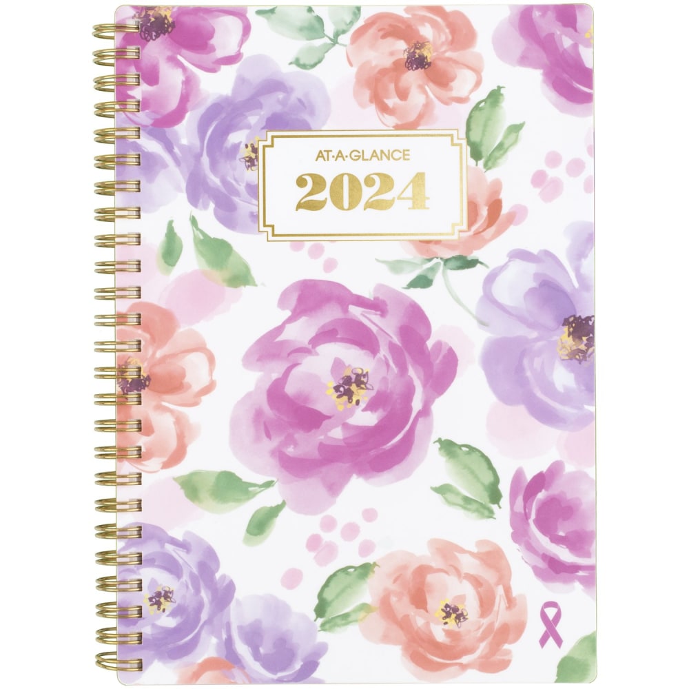 2024-2025 AT-A-GLANCE BADGE City of Hope 13-Month Weekly/Monthly Planner, 5-1/2in x 8-1/2in, Floral, January 2024 To January 2025, 1675F-200