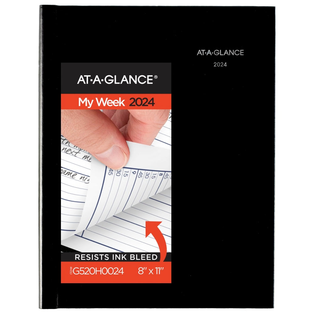 2024 AT-A-GLANCE DayMinder Premiere Weekly Appointment Book Planner, 8in x 11in, Black, January To December 2024, G520H00