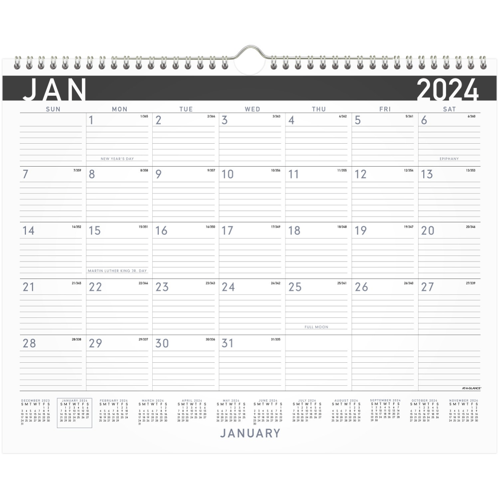 2024 AT-A-GLANCE Contemporary Monthly Wall Calendar, 15in x 12in, January to December 2024, PM8X28