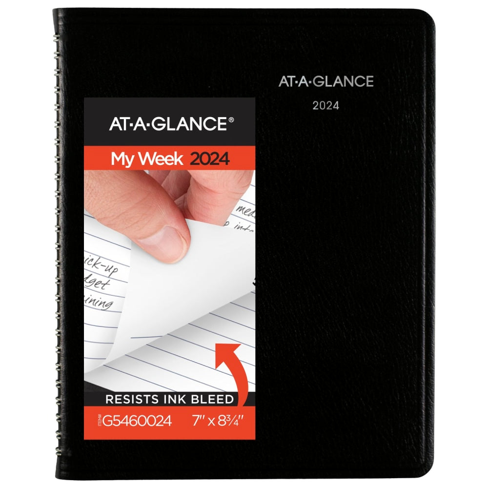 2024 AT-A-GLANCE DayMinder Executive Weekly/Monthly Planner With Notes, 7in x 8-3/4in, Black, January To December 2024, G54600