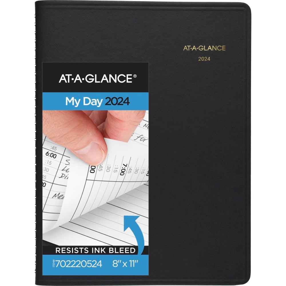 2024 AT-A-GLANCE 2-Person Daily Appointment Book, 8in x 11in, Black, January To December 2024, 7022205