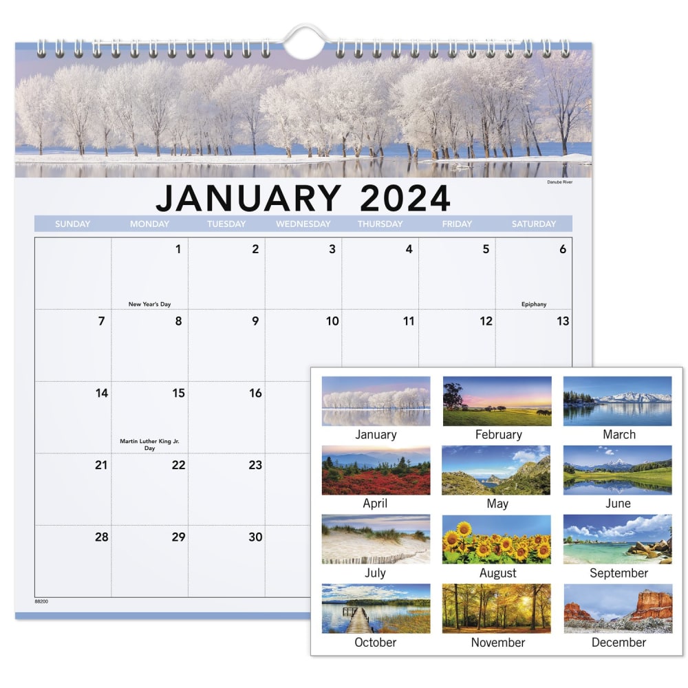 2024 AT-A-GLANCE Landscape Monthly Wall Calendar, 12in x 12in, January to December 2024, 88200