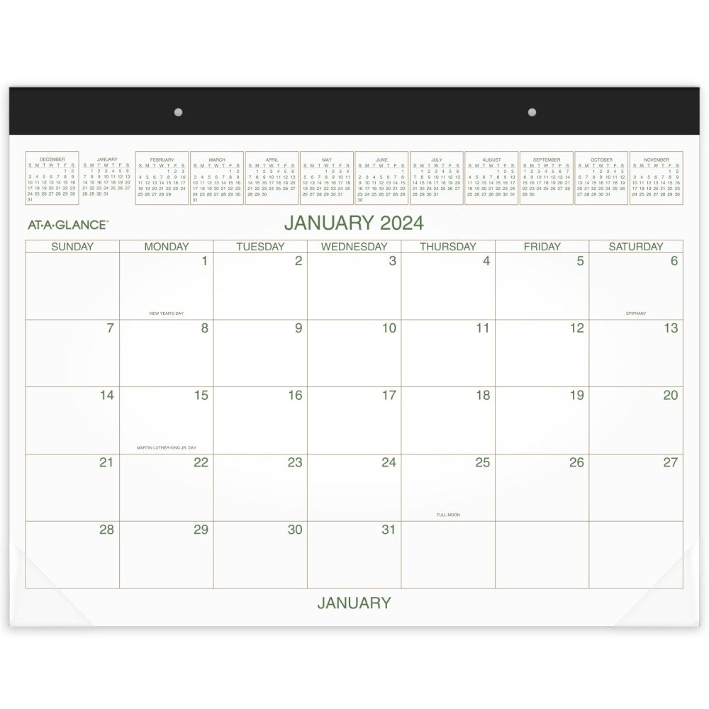 2024 AT-A-GLANCE 2-Color Monthly Desk Pad Calendar, 21-3/4in x 17in, January To December 2024, GG250000