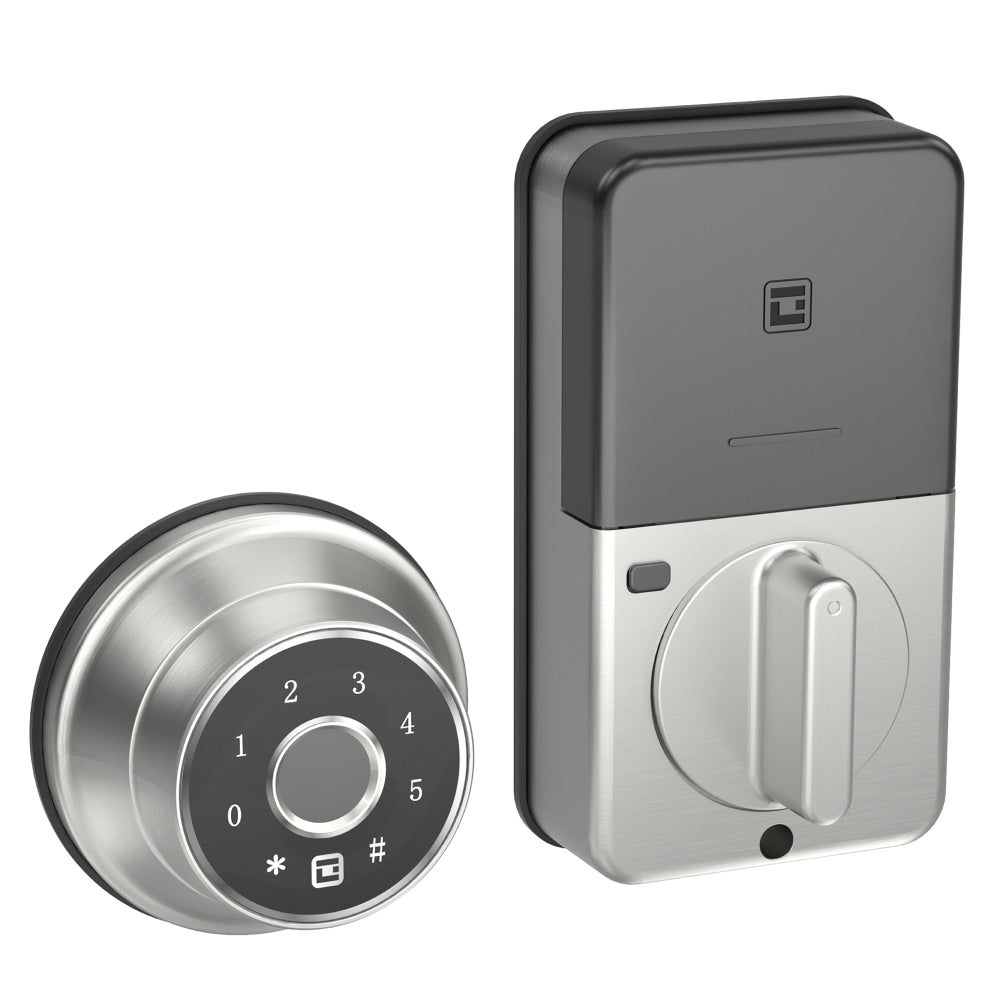 GeekTale F02 Smart Dead Bolt With Keypad, 3.57inH x 5.37inW x 3.07inD, Satin Nickel