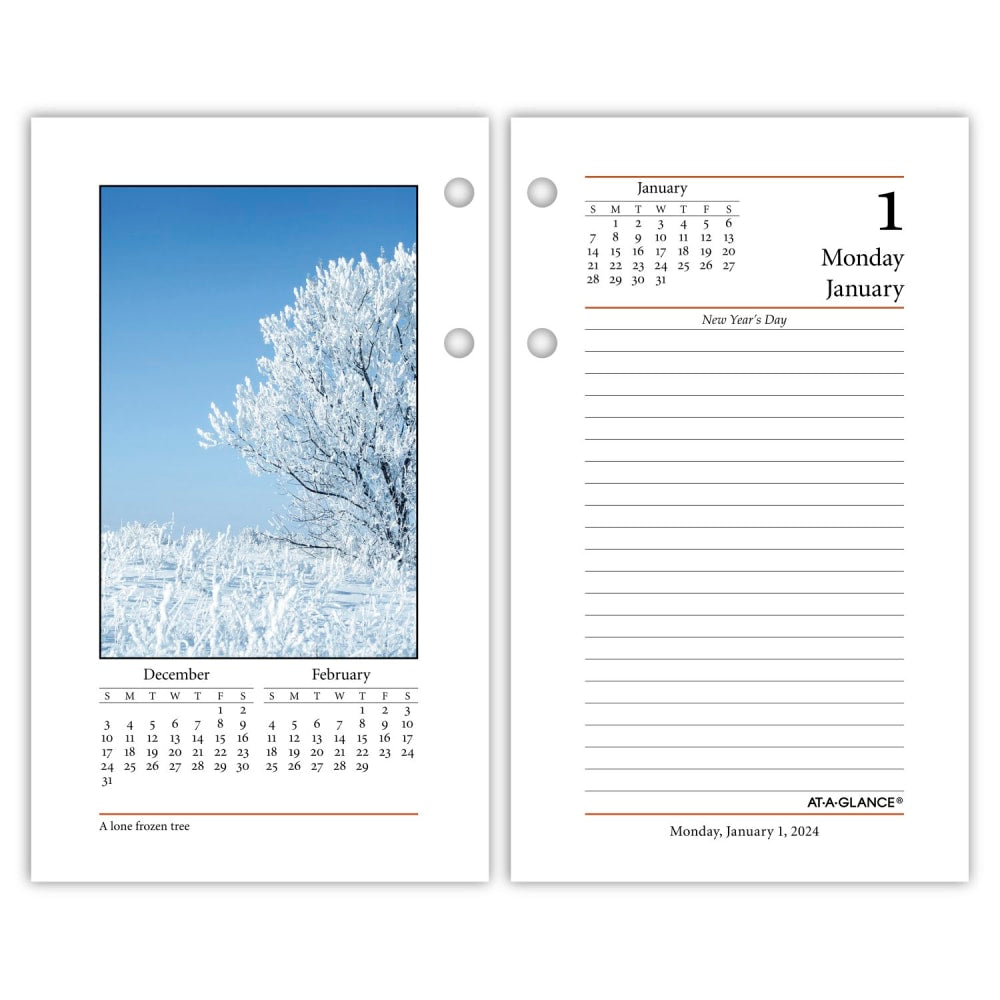 2024 AT-A-GLANCE Daily Photographic Loose-Leaf Desk Calendar Refill, 3-1/2in x 6in, January To December 2024, E41750