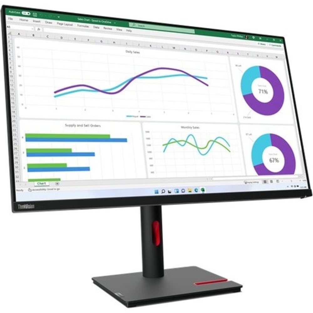 Lenovo ThinkVision T32h-30 32in Class WQHD LCD Monitor - 16:9 - 31.5in Viewable - In-plane Switching (IPS) Technology - WLED Backlight - 2560 x 1440 - 1.07 Billion Colors - 350 Nit - 4 ms - HDMI - DisplayPort - USB Hub