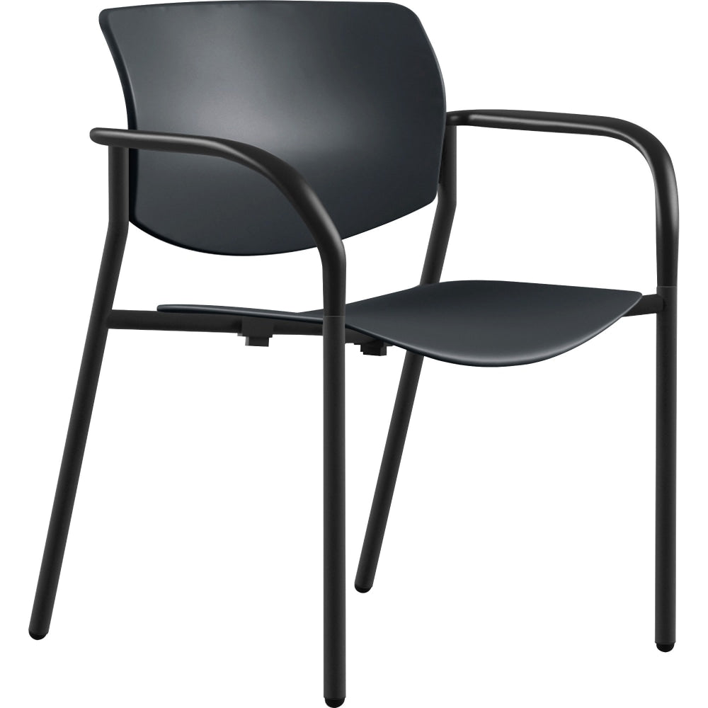 Lorell Contemporary Plastic Stacking Chair, Black, Set Of 2