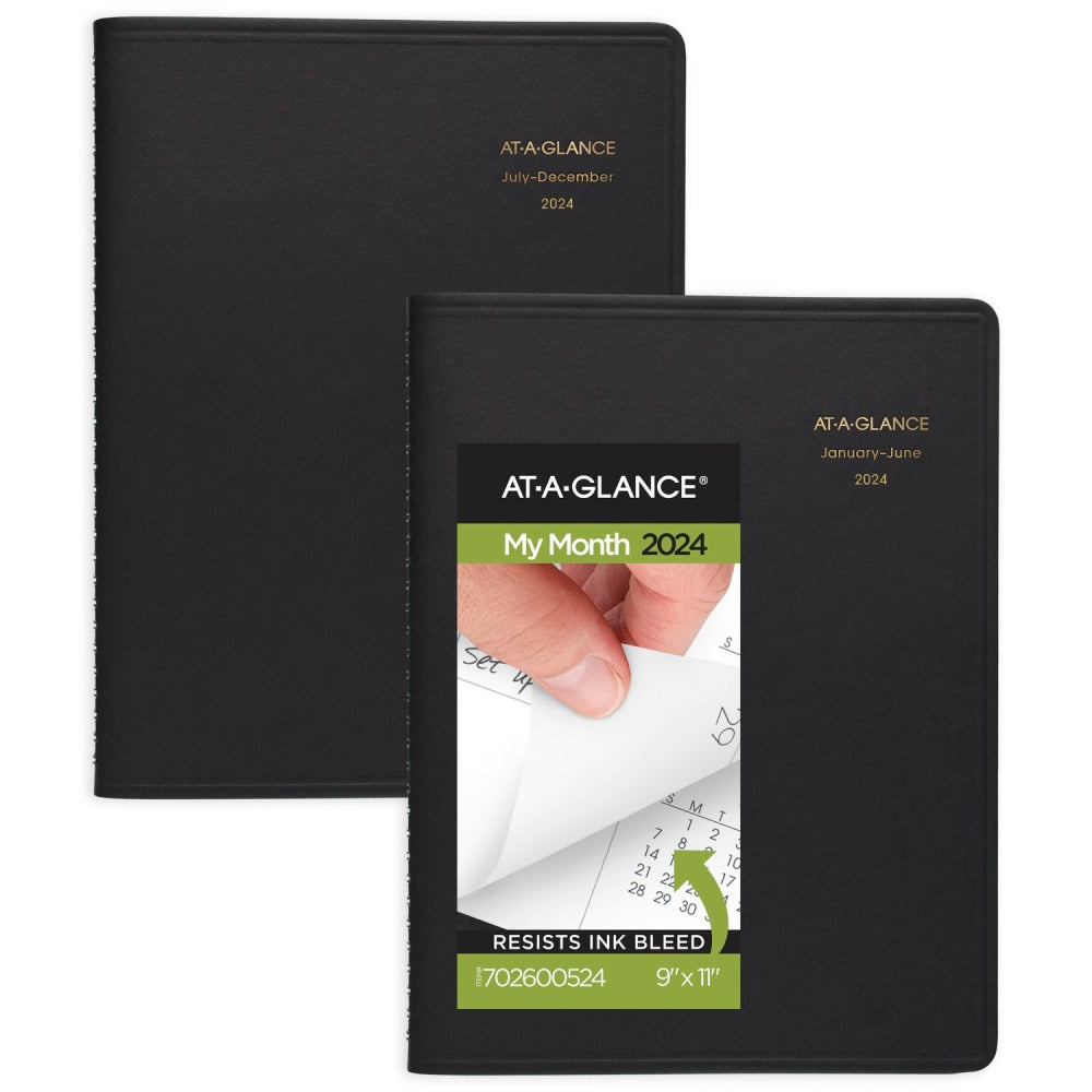 2024 AT-A-GLANCE 8-Person Daily Appointment Book, 2 Volume Set, 8-1/2in x 11in, Black, January To December 2024, 7021205