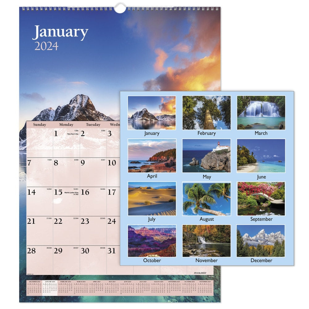 2024 AT-A-GLANCE Scenic Monthly Wall Calendar, 15-1/2in x 22-3/4in, January To December 2024, DMW20128