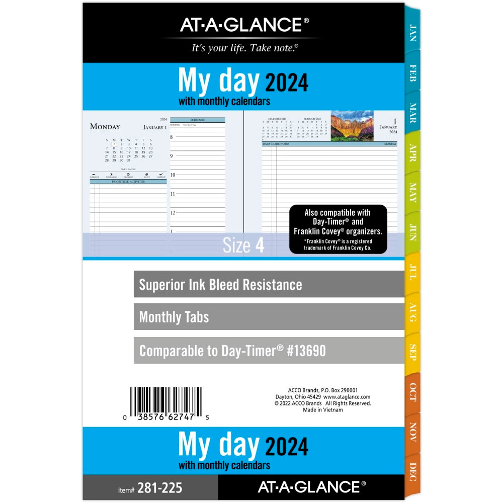 AT-A-GLANCE Zenscapes Daily/Monthly 2-Page-Per-Day 2024 Planner Refill, 5-1/2in x 8-1/2in