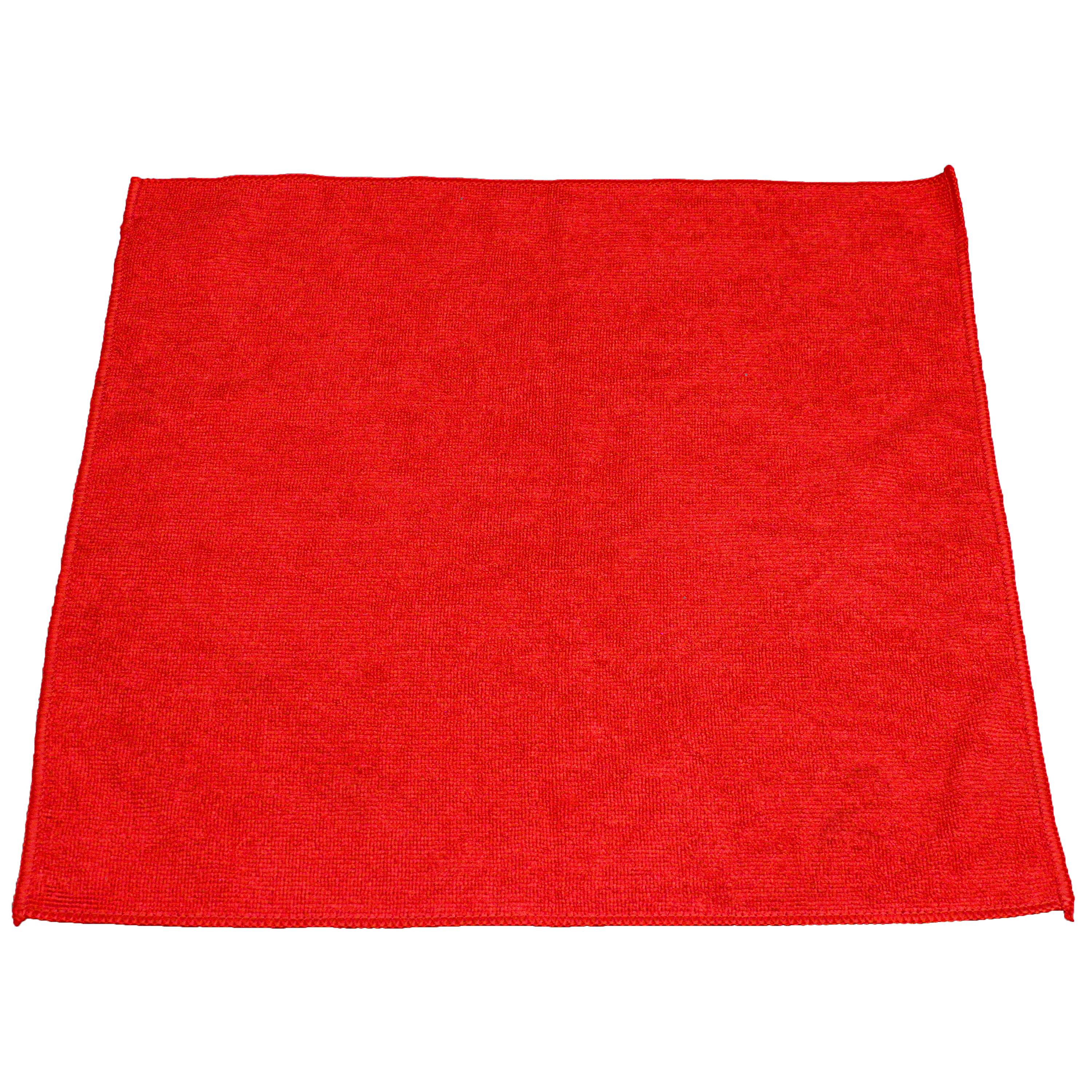 Kleenline Microfiber Cloth, 16” x 16”, Red, Pack Of 12