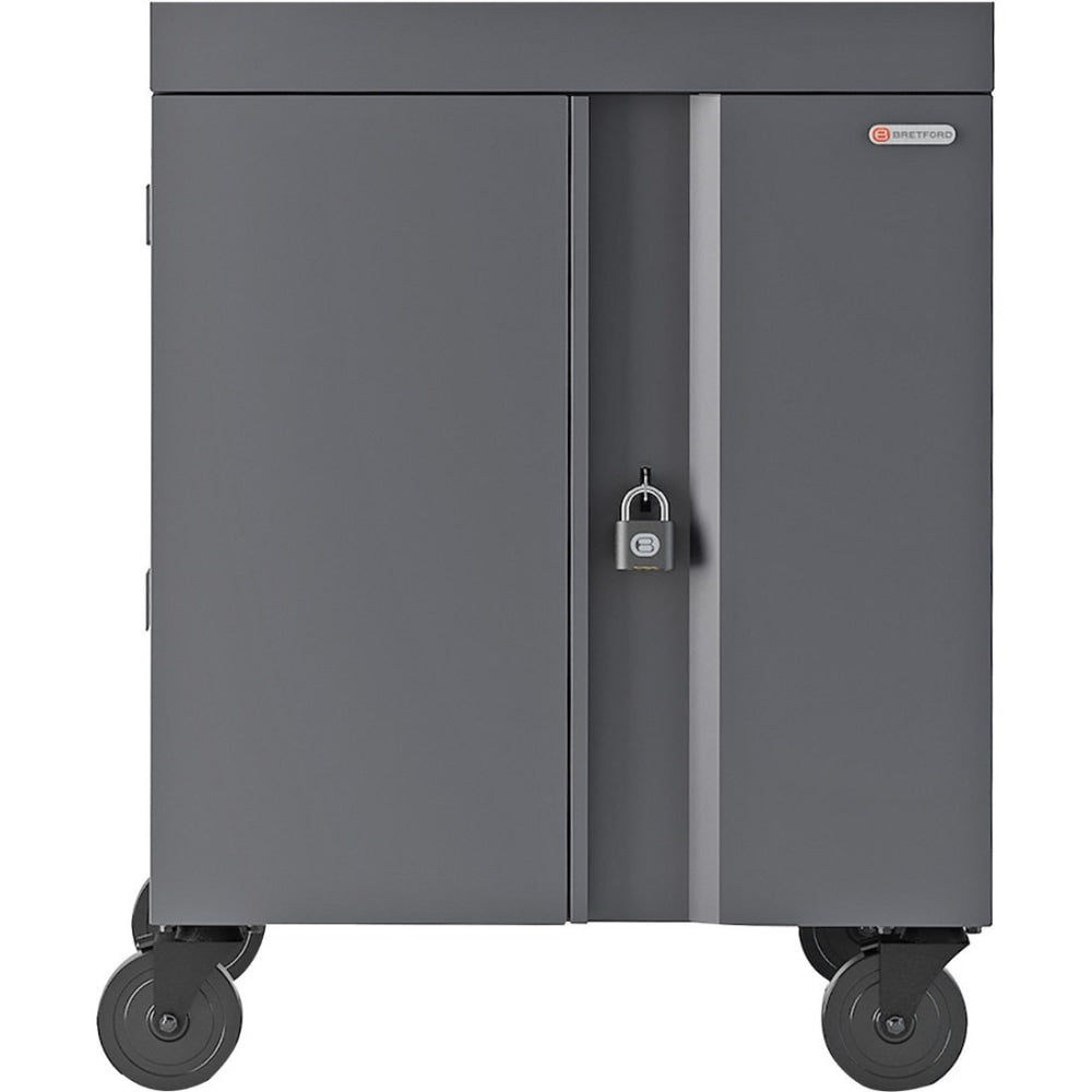 Bretford CUBE Cart - 2 Shelf - 4 Casters - Steel - 30in Width x 26.5in Depth x 37.5in Height - Charcoal - For 32 Devices