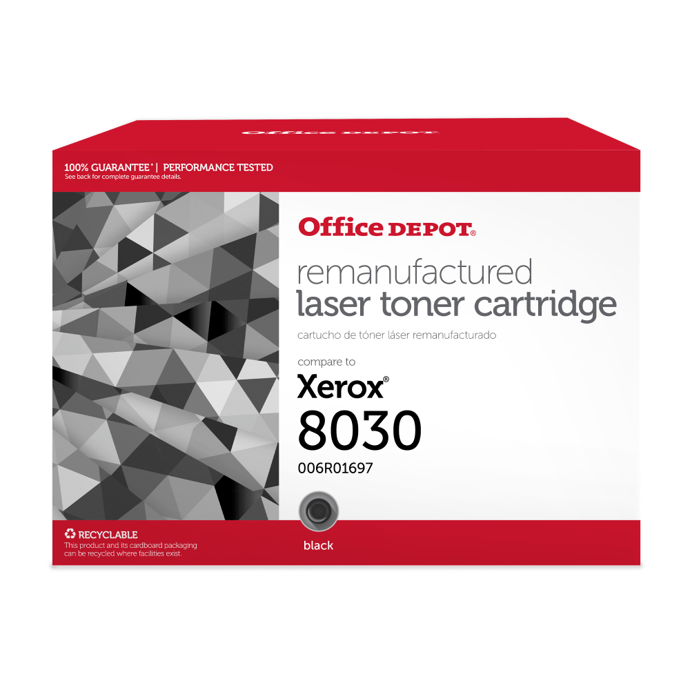 Office Depot ODC8030B Remanufactured Black Toner Cartridge Replacement for Xerox C8030, 006R01697