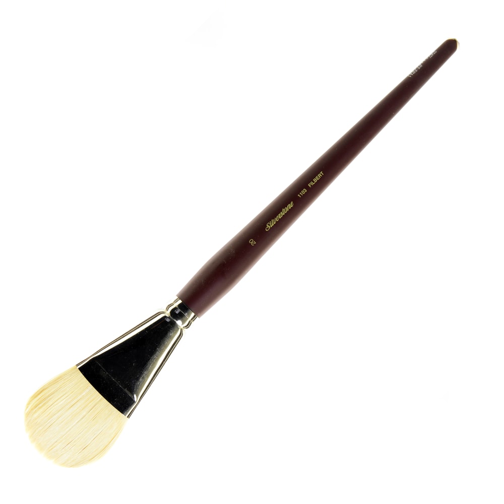 Silver Brush Silverstone Paint Brush, Series 1103, Size 20, Filbert Britsle, Hog Hair, Maroon