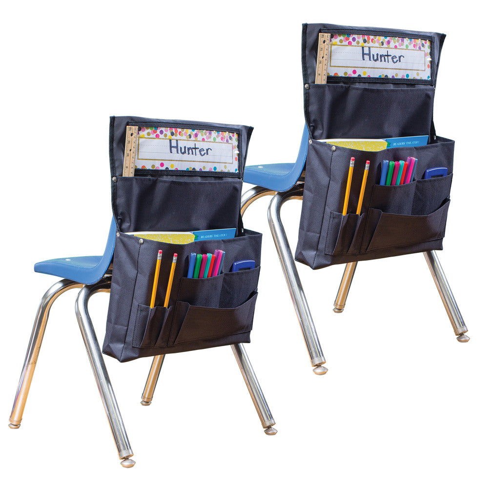 Teacher Created Resources Chair Pockets, 18inH x 15-1/2inL x 2inW, Black, Set Of 2 Pockets