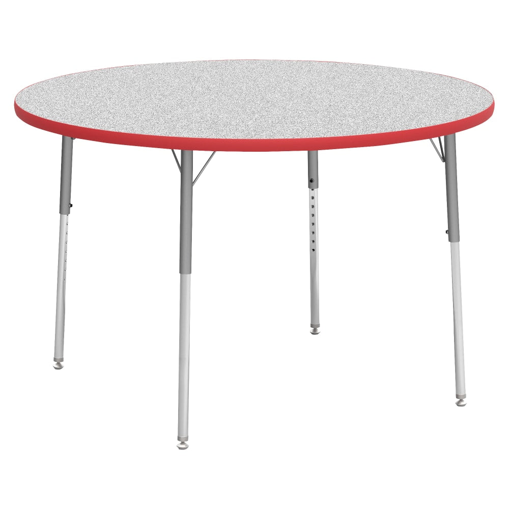 Lorell Classroom Round Activity Table Top, 48inW, Gray Nebula/Red