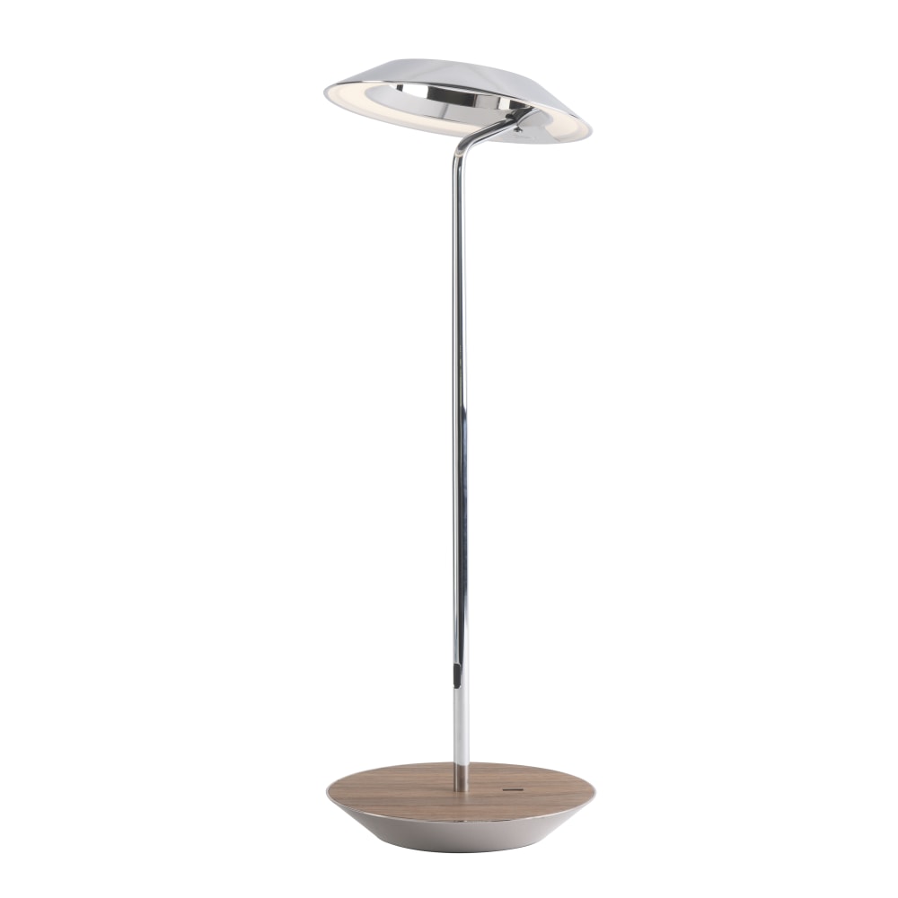 Koncept Royyo LED Desk Lamp, 17-7/16inH, Chrome/Oiled Walnut Base Plate