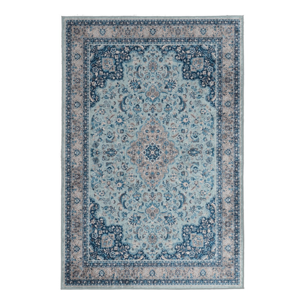 Linon Innova Area Rug, 3-1/2ft x 5ft, Bain Blue/Taupe