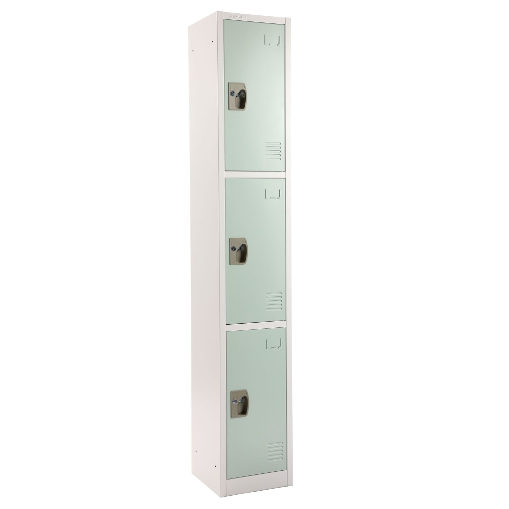 Alpine Large 3-Tier Steel Lockers, 72inH x 12inW x 12inD, Misty Green, Pack Of 2 Lockers