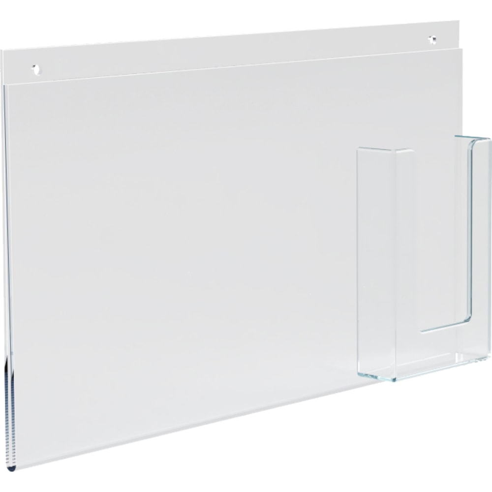 Azar Displays Wall-Mount Brochure Holders With Trifold Pockets, 8-1/2inH x 16inW x 1-1/4inD, Clear, Pack Of 2 Holders