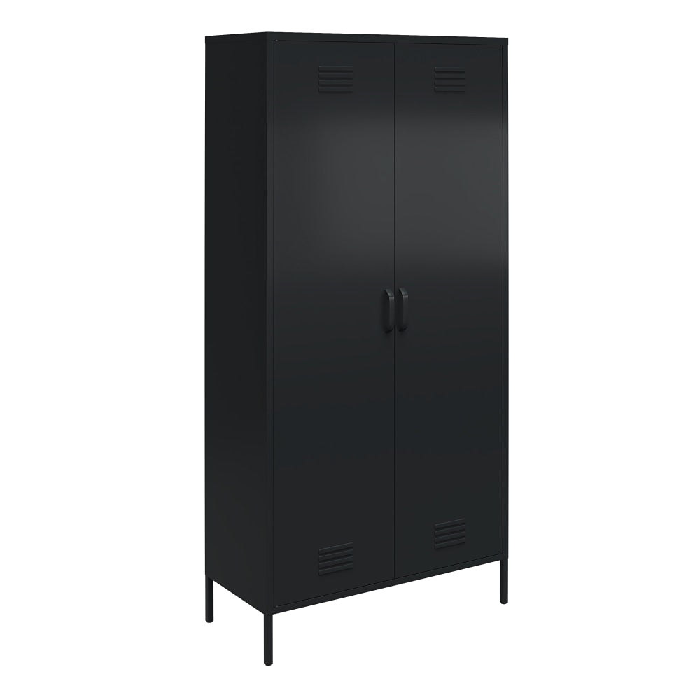 Ameriwood Home Mission District Tall 2-Door Metal Locker Cabinet, 72-7/8inH x 35-7/16inW x 15-3/4inD, Black