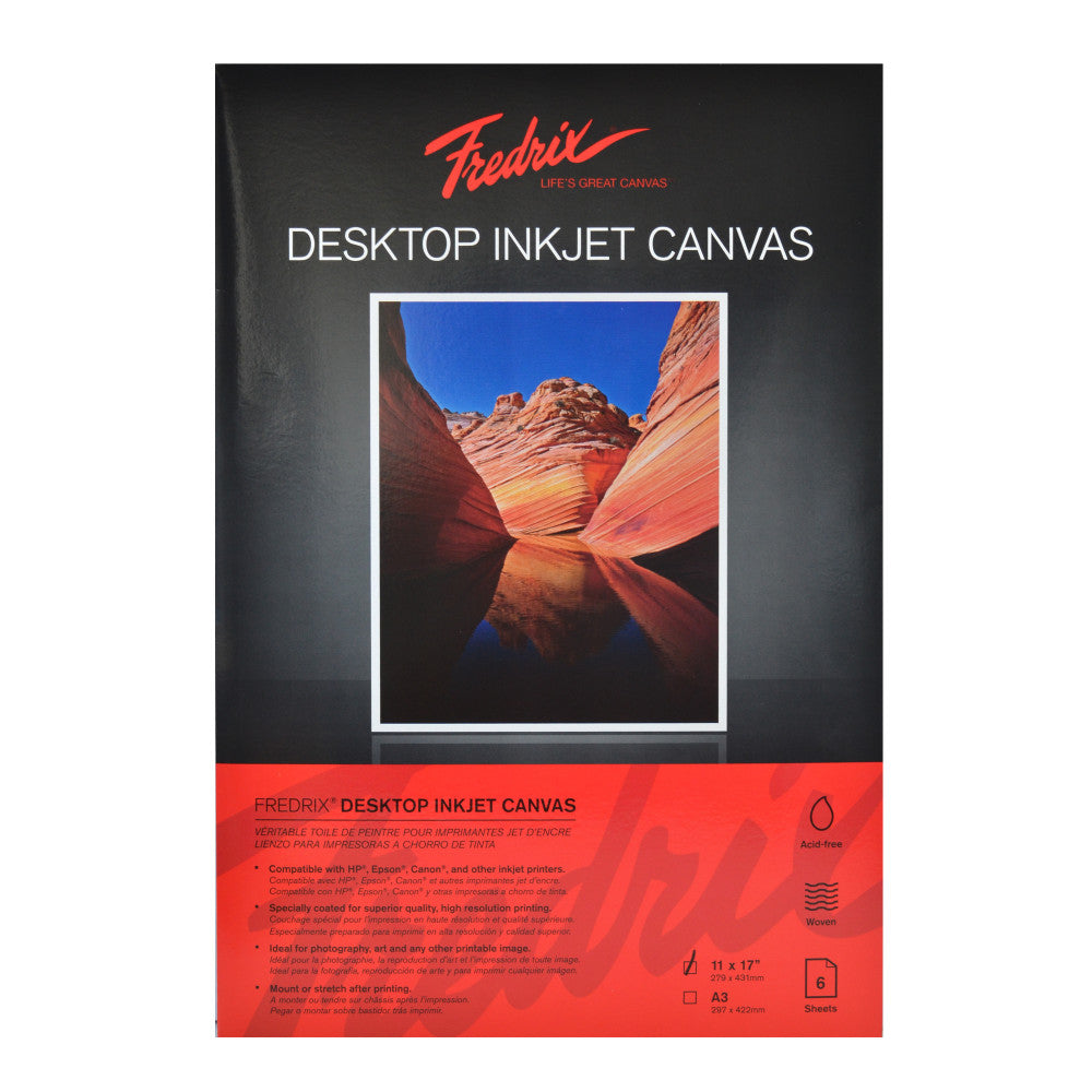 Fredrix Desktop Inkjet Canvas, 11in x 17in, 16-mil Thick, Pack Of 6