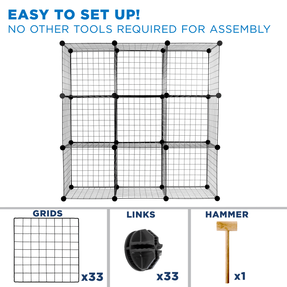 Mount-It! Work-It 9-Cube Wire Modular Storage Organizer, 14inH x 14inW x 14inD, Black