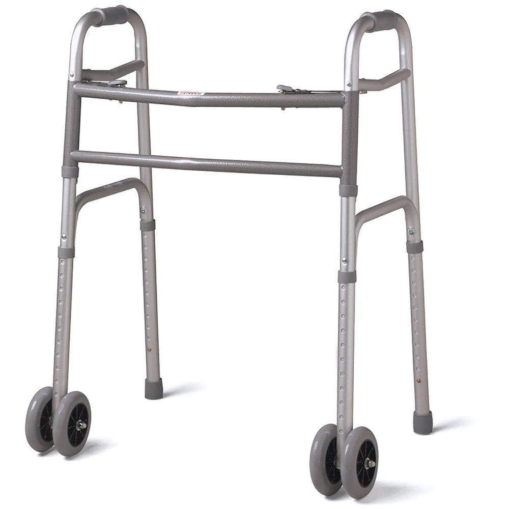 Medline Guardian Bariatric Folding Walker, 5in Wheels, Gray