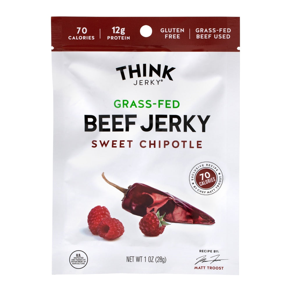 Think Jerky Sweet Chipotle Beef Jerky, 1 Oz, Pack Of 12 Pouches