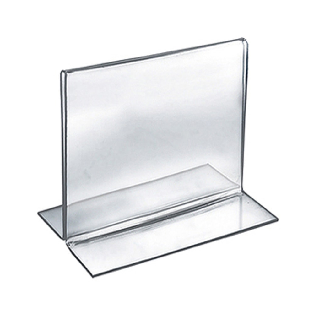 Azar Displays Acrylic Horizontal/Vertical 2-Sided Sign Holders, 5inH x 5inW x 3inD, Clear, Pack Of 10 Holders