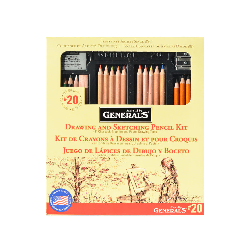 Generals Drawing Pencil Kit, #20, Assorted Colors