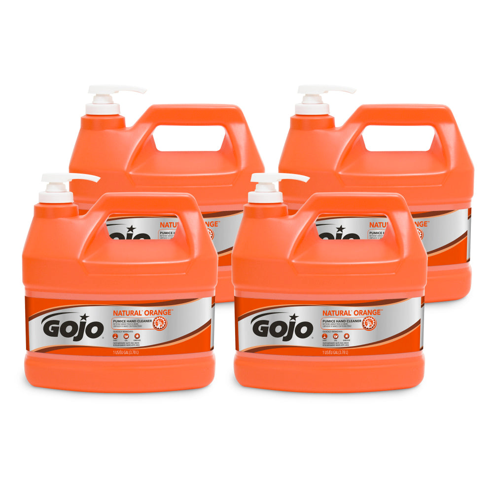 GOJO Natural Orange Pumice Heavy-Duty Lotion Hand Soap Cleaner, Citrus Scent, 128 Oz, Carton Of 4 Bottles