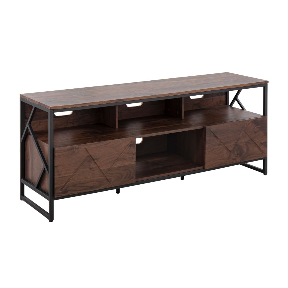 LumiSource Folia Contemporary TV Stand For 60in TVs, 24inH x 58-3/4inW x 16-1/4inD, Walnut/Black