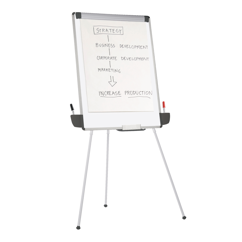 Office Depot Brand Tripod Non-Magnetic Dry-Erase Whiteboard Easel, 29 3/8in x 44in, Metal Frame With Gray Finish