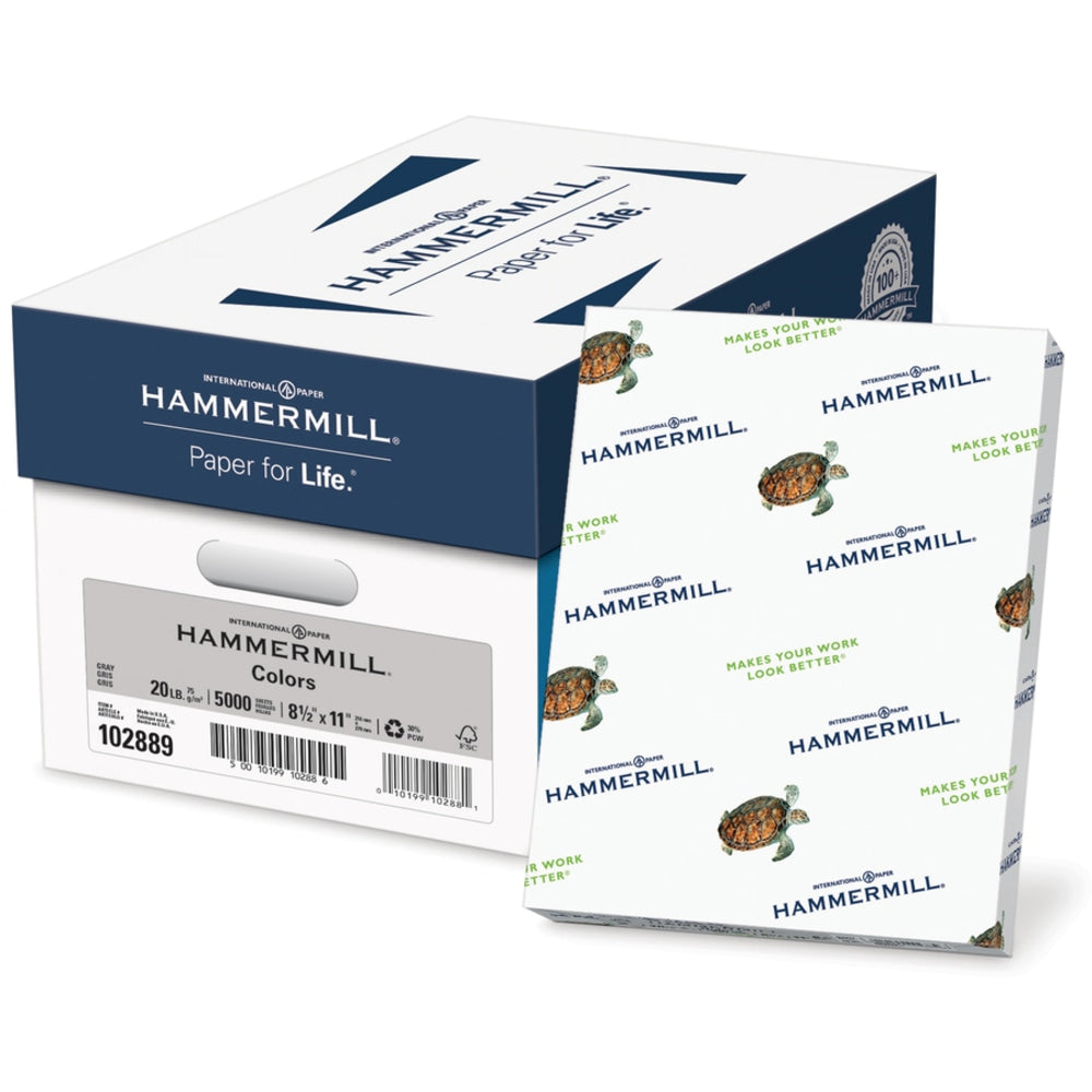 Hammermill Colors Copy Paper, Gray, Letter (8.5in x 11in), 5000 Sheets Per Case, 20 Lb