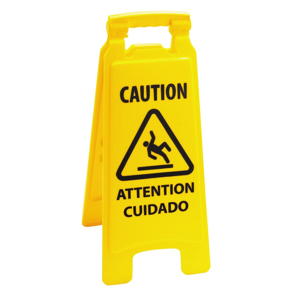 Boardwalk Caution Safety Sign For Wet Floors, 2-Sided, 26inH x 10inW x 2inD, Yellow