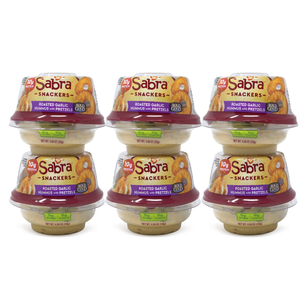 Sabra Snackers Classic Hummus With Pretzels, 4.56 Oz, Pack Of 6 Containers