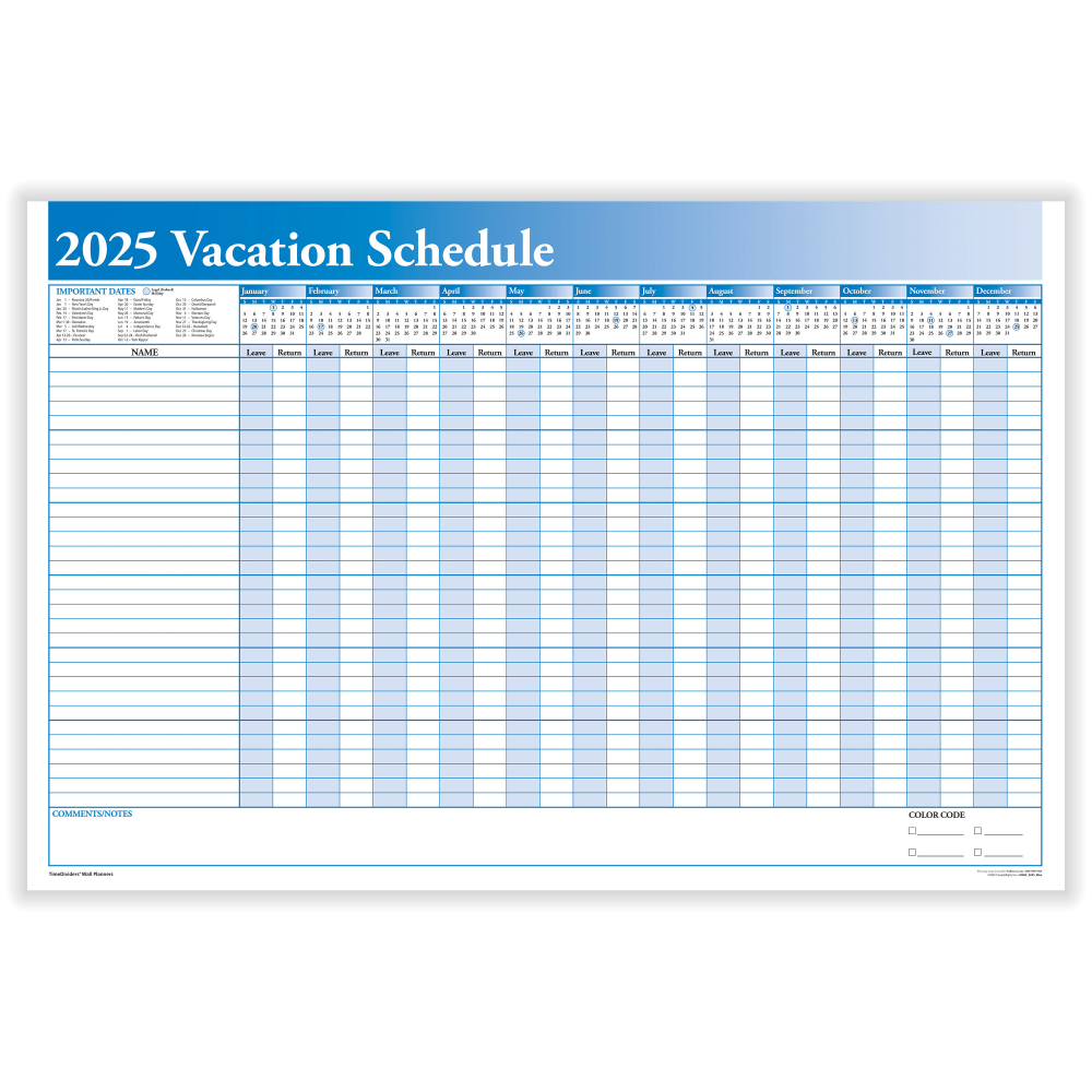 ComplyRight 2024 Calendar Planner, 36in x 24in, Full Vacation