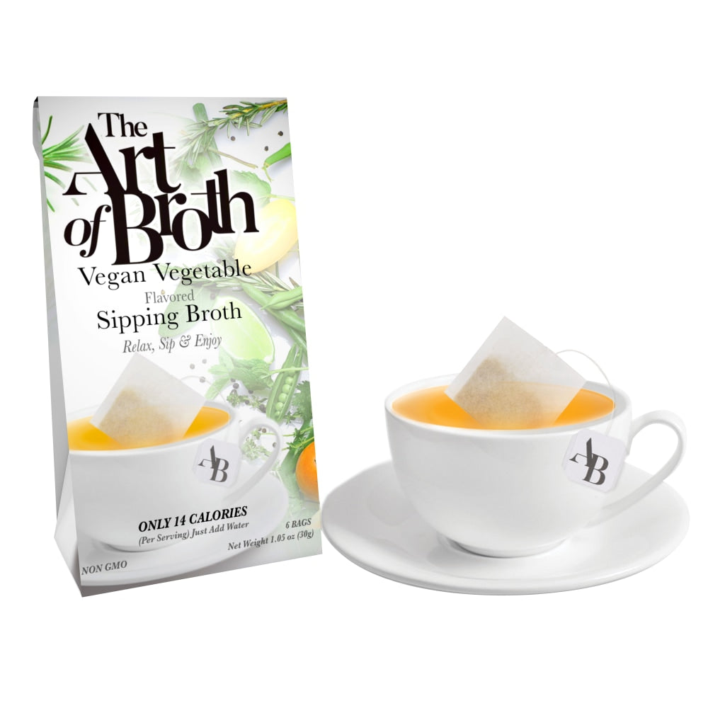 The Art of Broth Vegan Vegetable Flavored Sipping Broth, Box Of 6 Bags