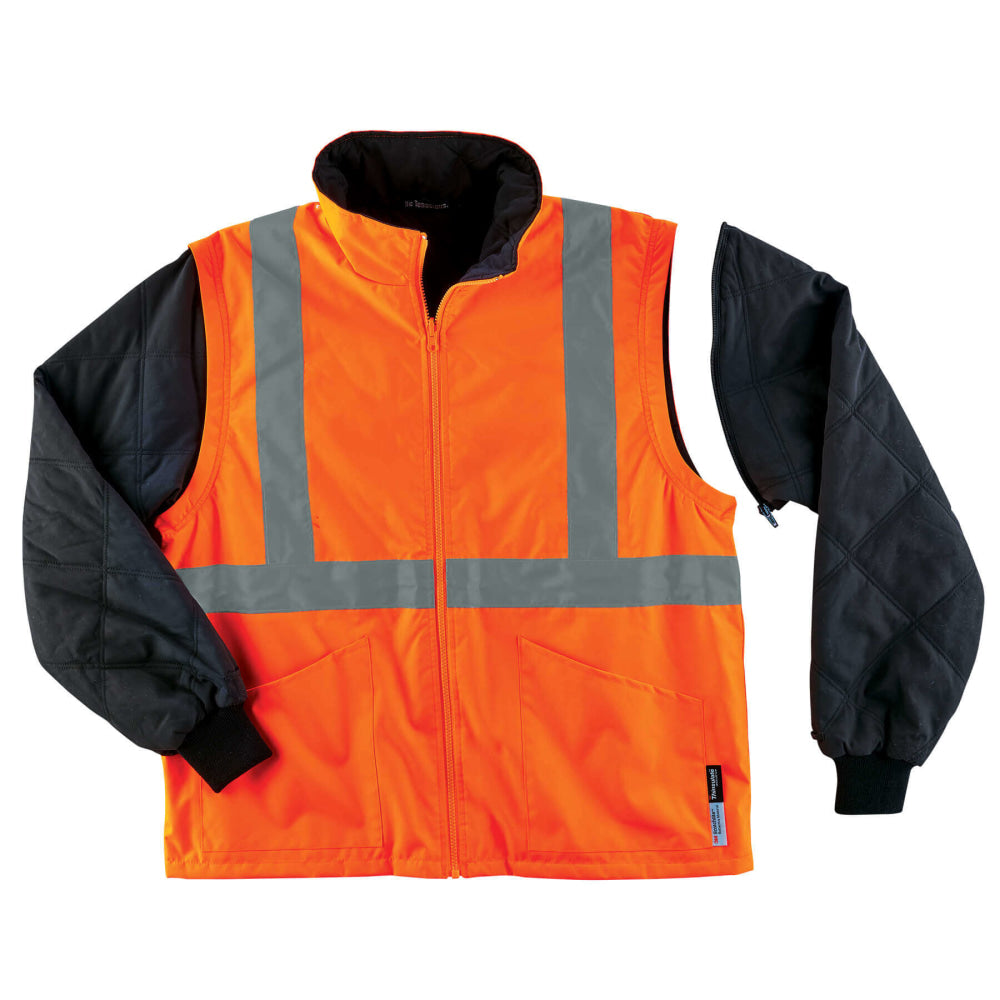 Ergodyne GloWear 8385 Type R Class 3 High-Visibility 4-In-1 Jacket, Medium, Orange