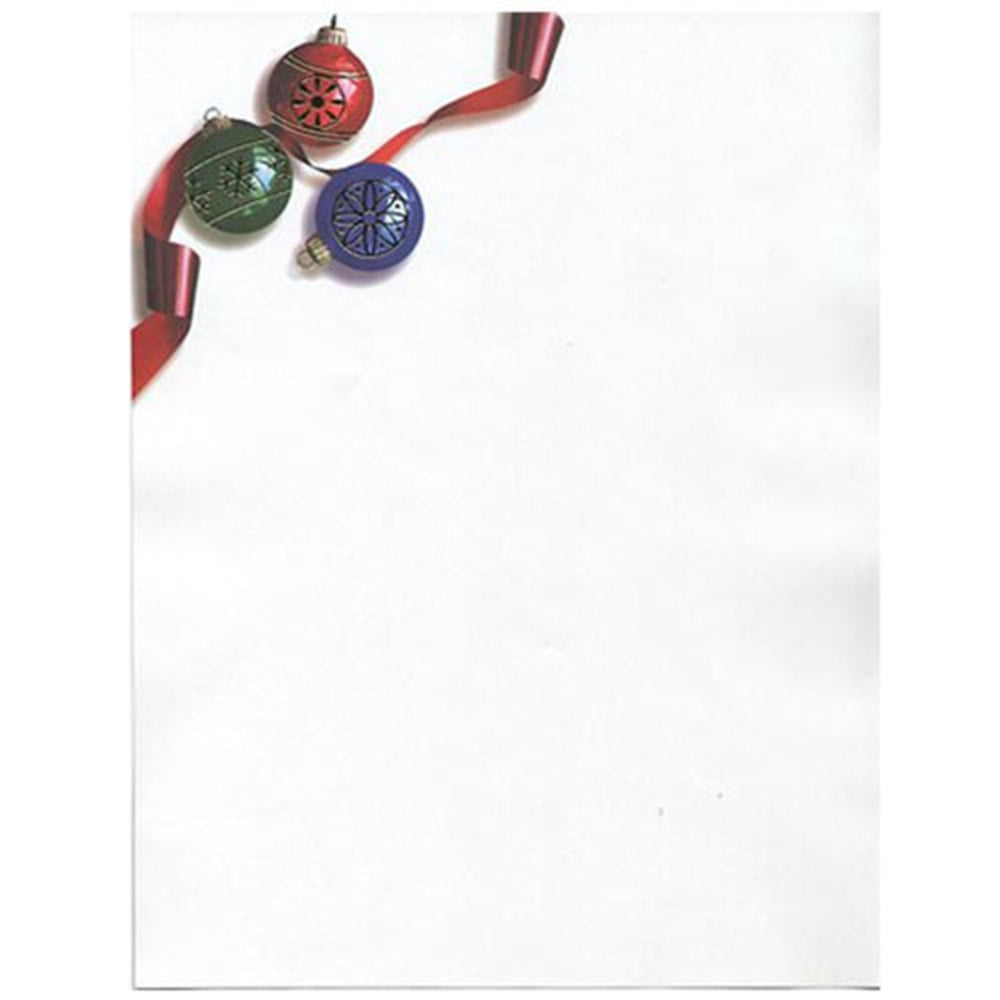 JAM Paper Holiday Paper, Letter Size, Ornaments, Pack Of 100