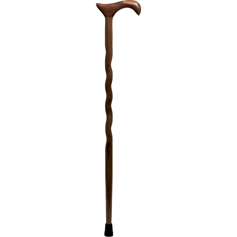 Brazos Walking Sticks Twisted Walnut Wood Cane With Derby Handle, 34in