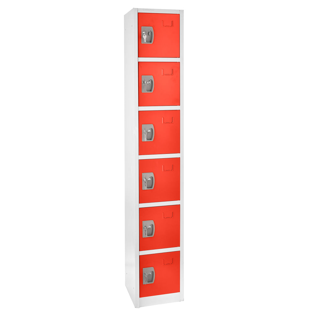 Alpine 6-Tier Steel Lockers, 72inH x 12inW x 12inD, Red, Pack Of 2 Lockers