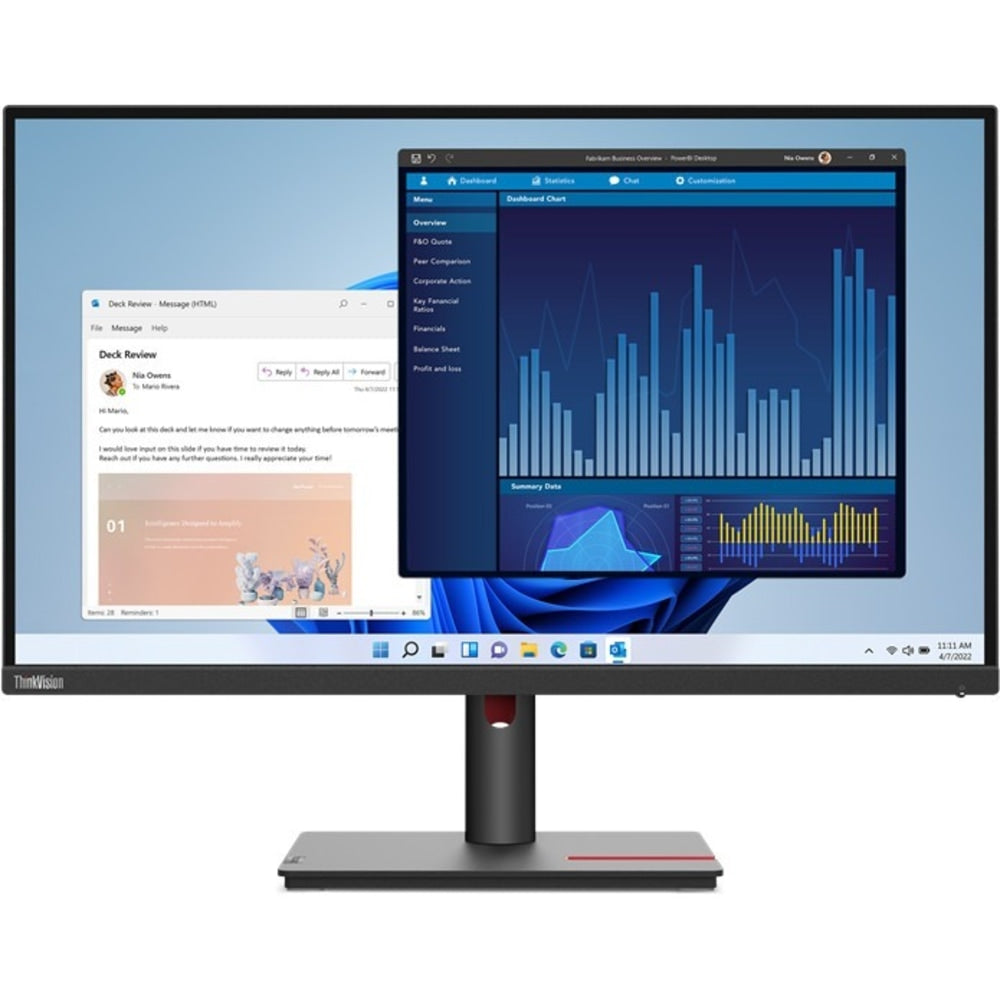 Lenovo ThinkVision T27p-30 27in Class Webcam 4K UHD LCD Monitor - 16:9 - Black - 27in Viewable - In-plane Switching (IPS) Technology - 3840 x 2160 - 1.07 Billion Colors - 350 Nit - 4 ms - Speakers - HDMI - DisplayPort - USB Hub