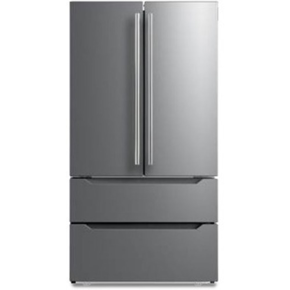 Midea 22.5 Cu. Ft. Counter-Depth 4-Door French Door Refrigerator - 22.50 ft³ - 2x Freezer Drawer(s) - 15.90 ft³ Net Refrigerator Capacity - 6.60 ft³ Net Freezer Capacity - 120 V AC - Stainless Steel - Smooth - Freestanding - LED Light