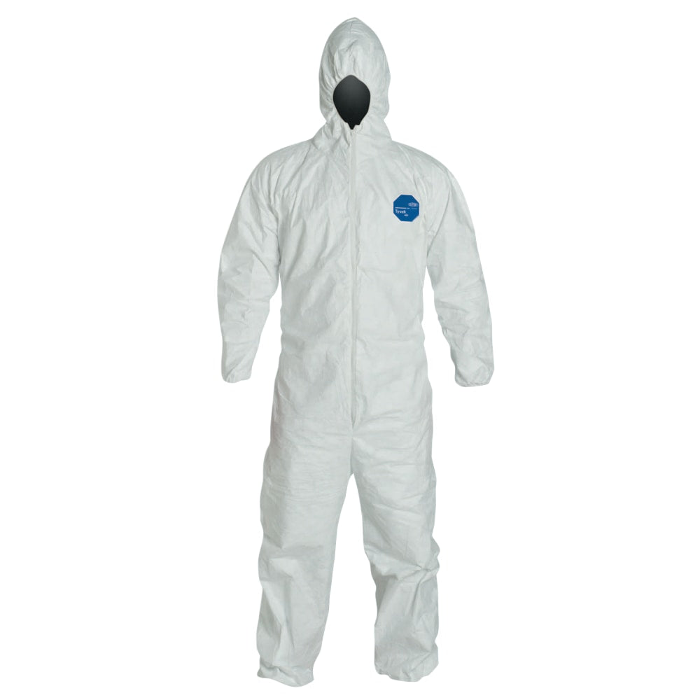 DuPont Tyvek 400 Coveralls With Attached Hood, 4X, White, Pack Of 25 Coveralls