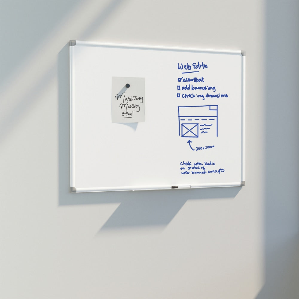 U Brands Magnetic Dry Erase Porcelain Steel Board, 96in X 47in, White Aluminum Frame