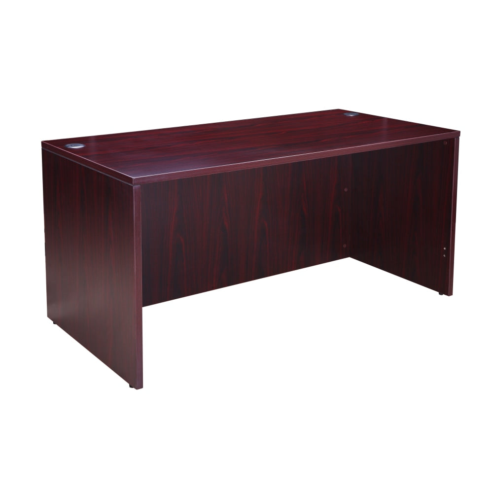 Boss Office Products Holland Suite Desk And Credenza With Dual File Storage Pedestals, Mahogany